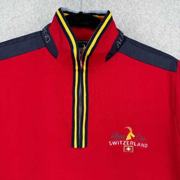 Alpine Club Switzerland Mens VTG Quarter Zip Wind Breaker Pullover Size L Red - Picture 2 of 12